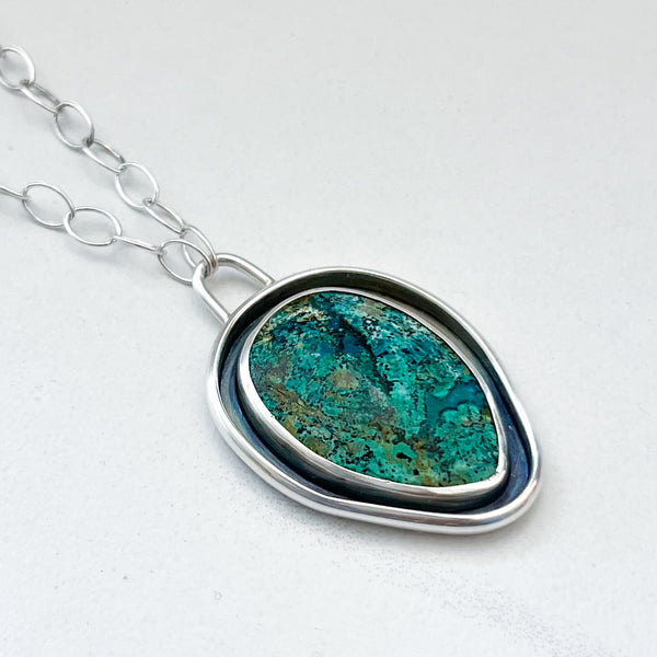 Chrysocolla Malachite Silver Necklace