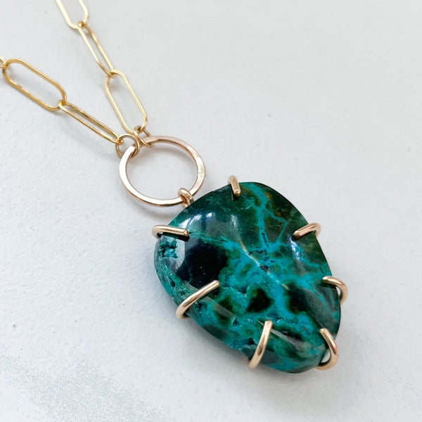 14k Gold Filled Chrysocolla Malachite Necklace