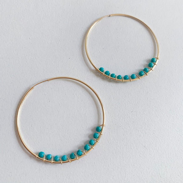 Micro Bead Hoops in Turquoise