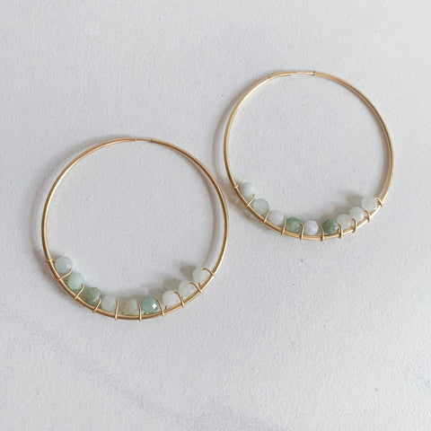 Micro Bead Hoops in Jade