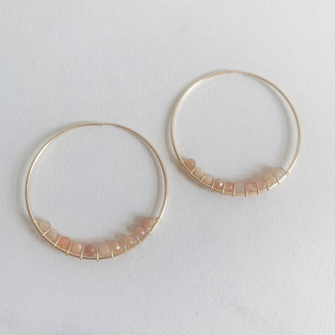 Micro Bead Hoops in Sunstone