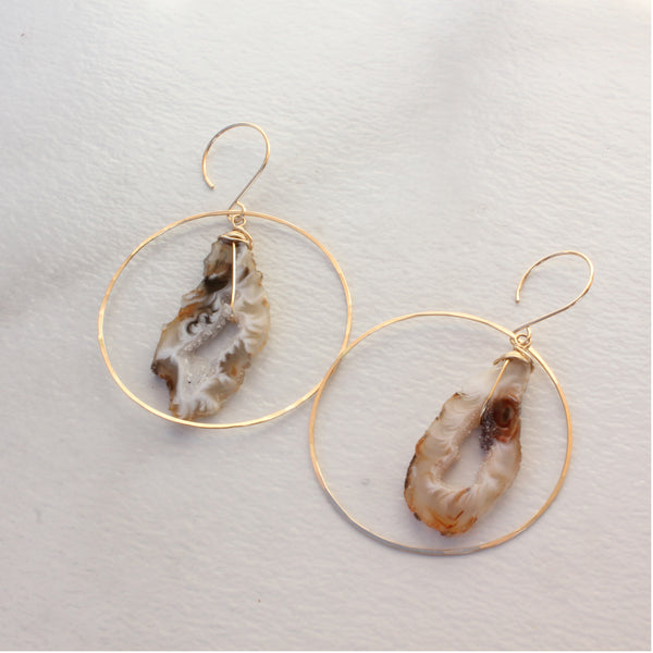 THE GEODE IN HOOP EARRING