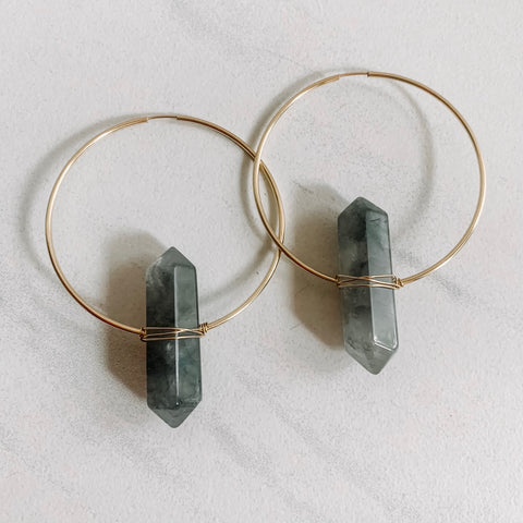 Smokey Quartz Statement Hoops