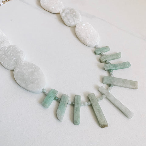 Scout Statement Necklace - Druzy and Jade