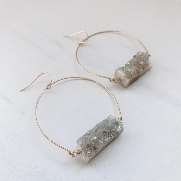 Druzy Wire Hoops