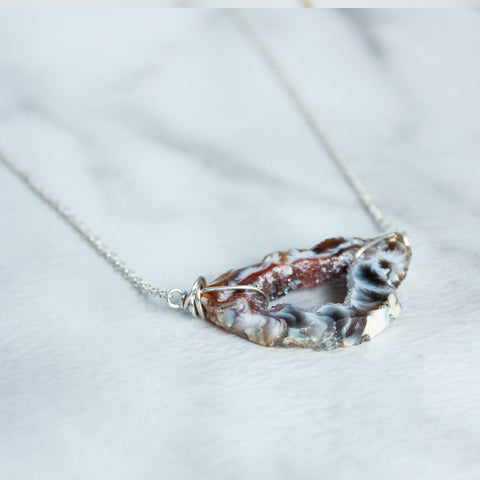 Short Wire Wrapped Geode Necklace-M.Liz Jewelry