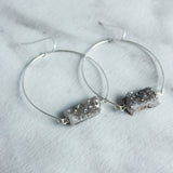 Sparkling Druzy Gold Hoops-M.Liz Jewelry