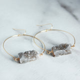 Sparkling Druzy Gold Hoops-M.Liz Jewelry