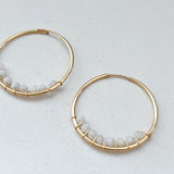 Rainbow Moonstone Hoops