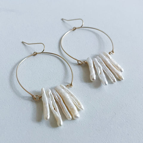 Pearl Wire Hoops