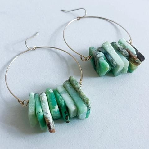 Chrysoprase Wire Hoops