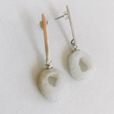 WHITE GEODE AND BAR EARRINGS