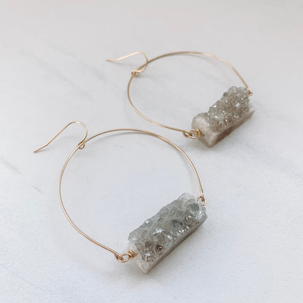 Druzy Wire Hoops – M.Liz Jewelry