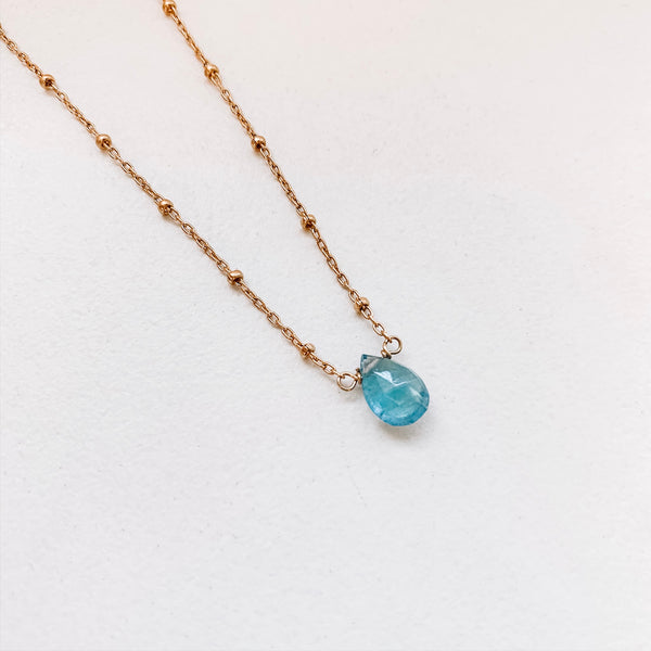 TEARDROP NECKLACE: AQUAMARINE