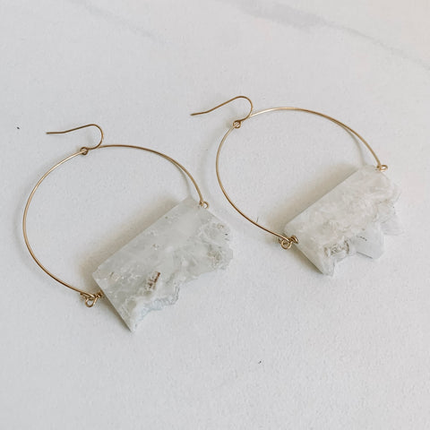 Clear Quartz Wire Hoops