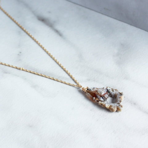 Long Wire Wrapped Geode Necklace-M.Liz Jewelry